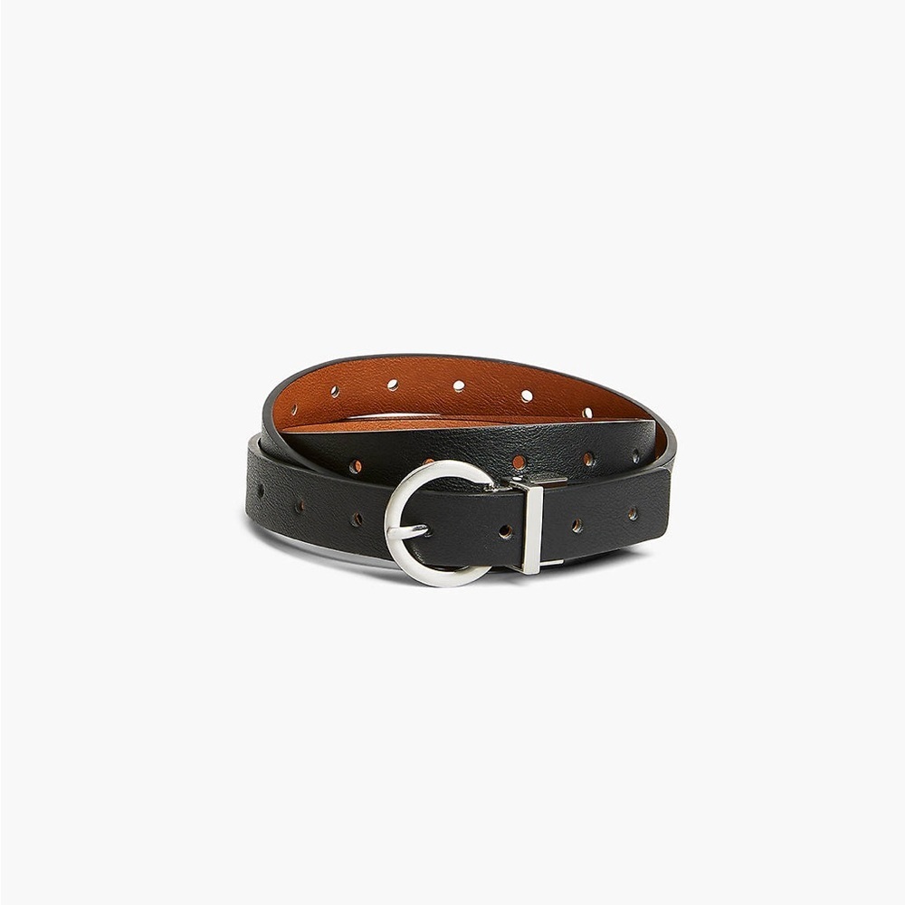 NWT Lane Bryant Black Faux Leather Belt with Silver Buckle, Size 14/16